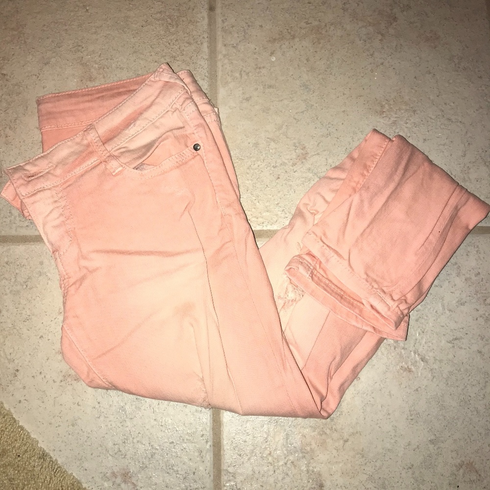 Decree Super Skinny Stretch Peach ripped jeans